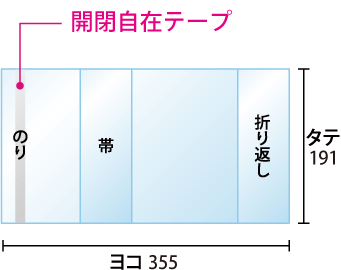 四六判用ブックカバー寸法図