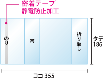 青年コミック用ブックカバー寸法図