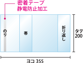 ハードカバー用ブックカバー寸法図